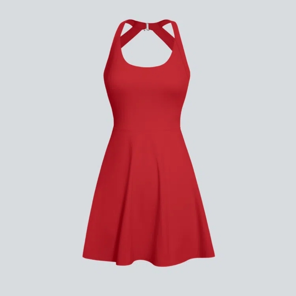 HALARA Red Backless Twisted Active Dress  NWT Size S